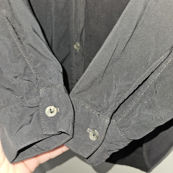 Michael Stars Long Sleeve Button Shirt Top Blouse Dark Gray Rayon Made in USA XS - Picture 12 of 16
